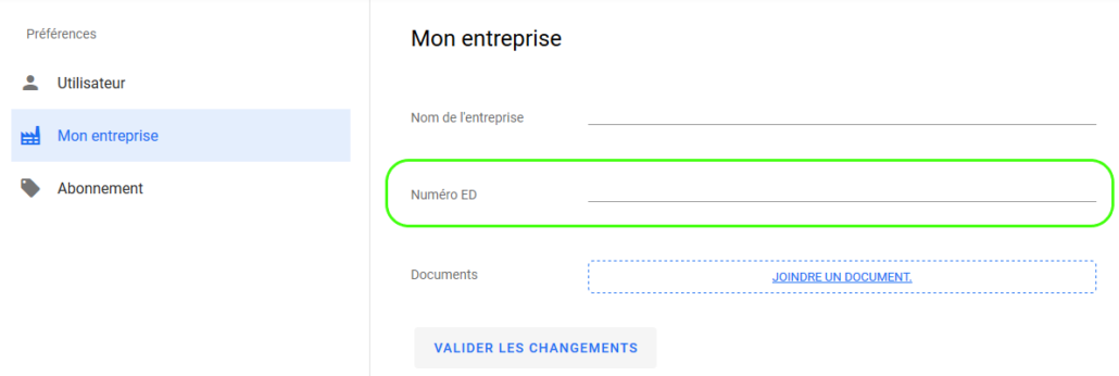 Renseigner le numéro ED dans Clearance